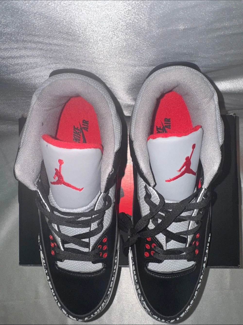 New! Air Jordan 3 Retro Black Cement sneaker featuring black leather!